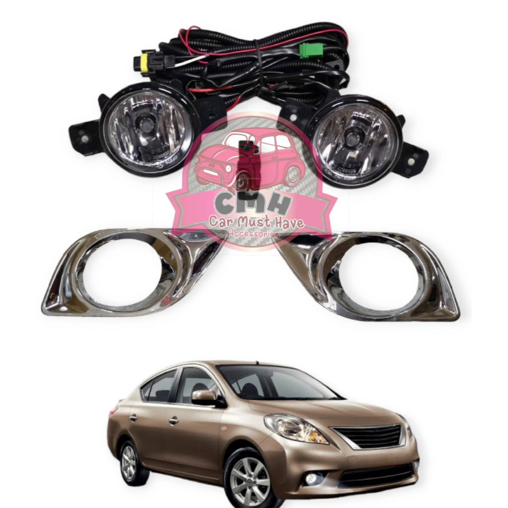 ไฟตัดหมอก LED สปอร์ตไลท์ NISSAN ALMERA อัลเมร่า 2011 2012 2013 หน้ากากโครเมี่ยม