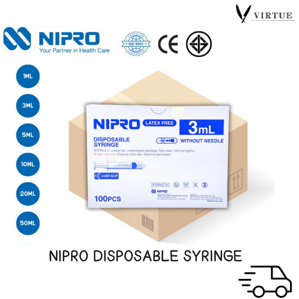 Nipro Disposable Syringe (ยกลัง) กระบอกฉีดยา นิโปร ไซริงค์ ขนาด 1 3 5 10 (100pcs) 20 (50pcs) 50 ml (30pcs) ไม่มีเข็ม*LS.