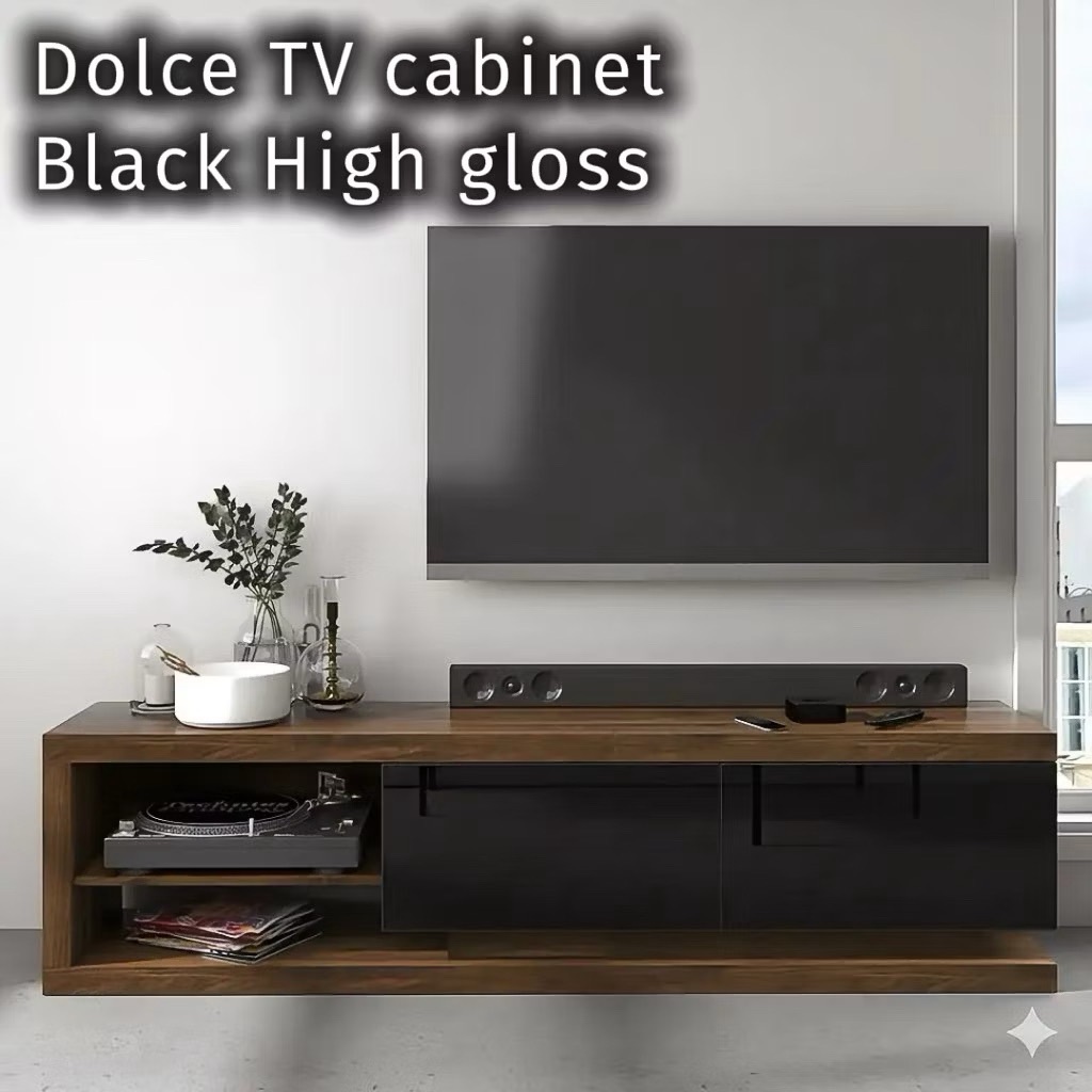Tomato Home ชั้นวางทีวี75นิ้ว Dolce หน้าบานสีดำเงา High gloss กว้าง180ซม I ชั้นวางทีวีมินิมอล ราคา ถูกที่สุด ดีลบีเคเค รูปภาพหลัก