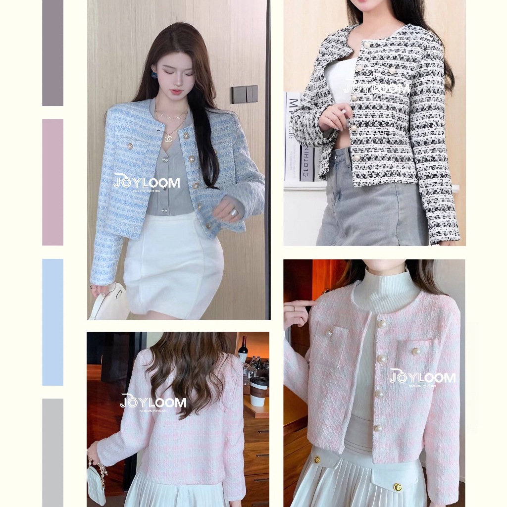 พร้อมส่ง  เสื้อคลุมทวีตแขนยาวใส่ออกงาน เสื้อทวีตสีหวานให้ลุคสาวเกา Clothing Women