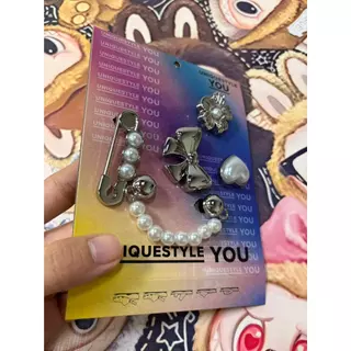 <การจัดส่งของกรุงเทพฯ> YIBO charms 🌟100% แท้ Set โซ่มุกสีเงิน