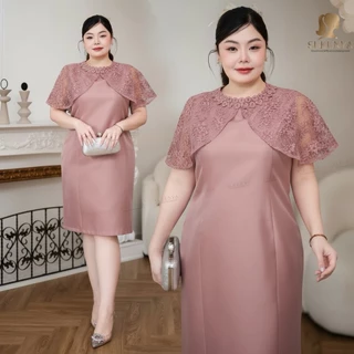 Sukunya [6415]ชุดเดรสผ้าไหมแต่งลูกไม้ ตัดเย็บพรีเมี่ยม