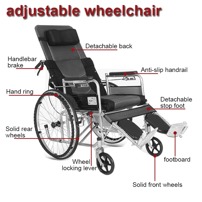 wheelchair รถเข็นผู้ป่วย รถเข็นผู้ใหญ่ รถเข็นผู้สูงอายุพับได้ รถเข็นคนป่วย รถเข็นสามารถเป็นได้6ระดับ with Toilet - รูปที่ 7