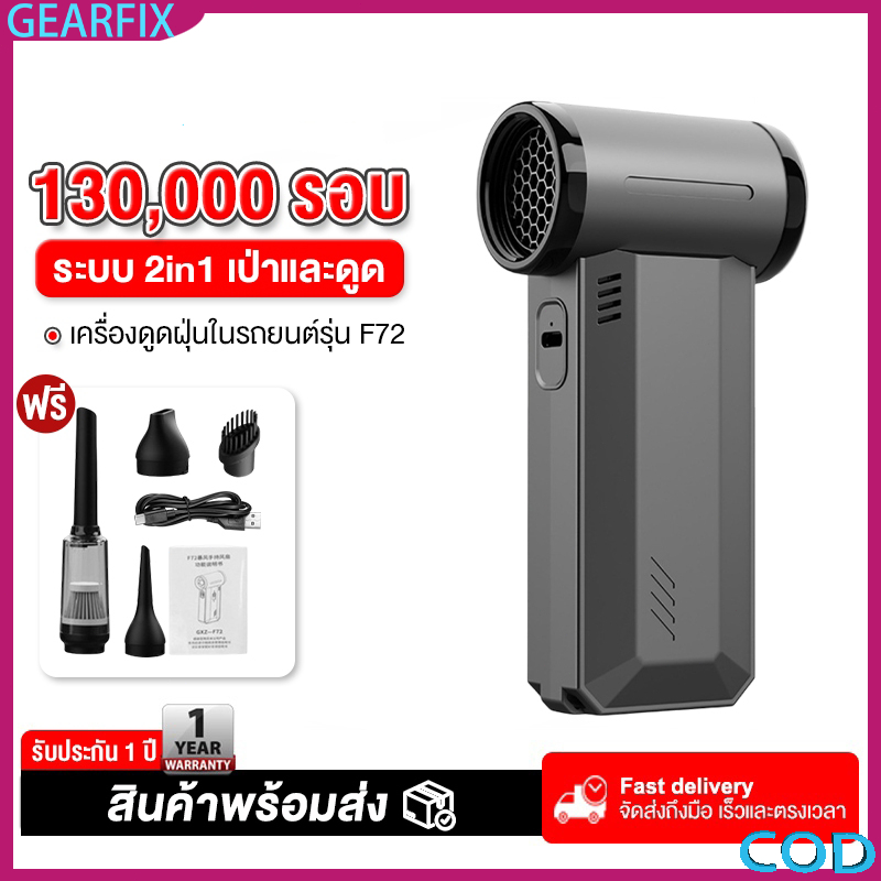 พัดลมอเนกประสงค์แรงสูง GXZ-F72 เป่าลม ดูดฝุ่น Wireless Handheld Fan 130000 RPM ควบคุมความเร็ว