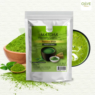 ผงมัทฉะเกรดพรีเมี่ยม (Yabukita blend) Premium matcha powder ตรา โอลีฟ ฟาร์ม ชาเขียว ขนาด 50g