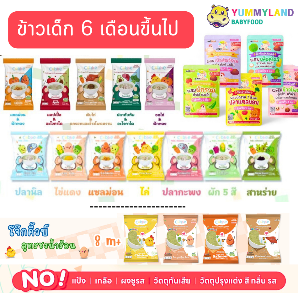โจ๊กเด็ก บดละเอียด ข้าวบด care choice แคร์ช้อยส์ ข้าวตุ๋น cubbe อาหารเด็ก 6 เดือนขึ้นไป