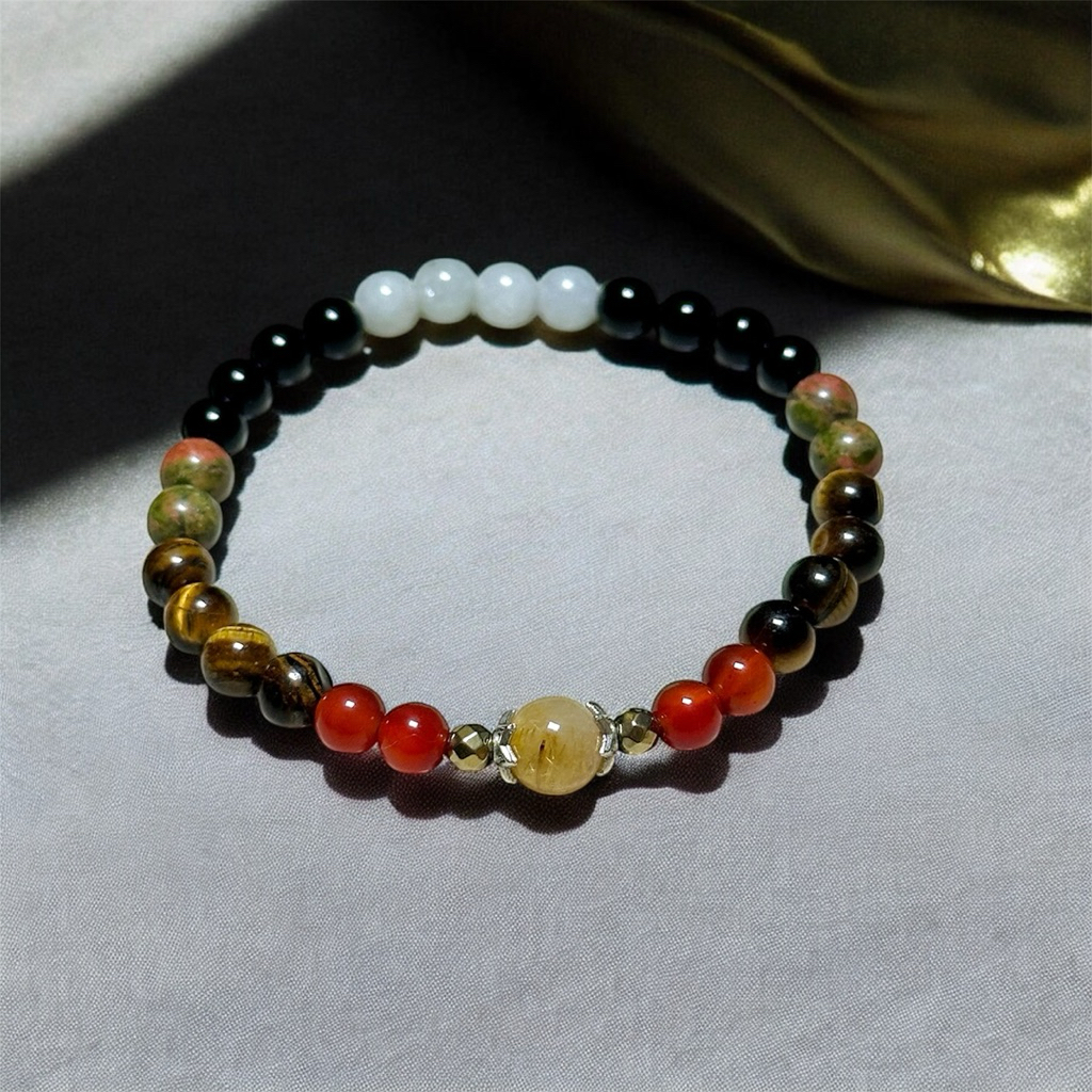 กำไลหินแก้ปีชง 2569 สำหรับผู้ที่เกิดปีนักษัตร  ชวด มะเมีย เถาะ ระกา   ขนาดข้อมือ Freesize