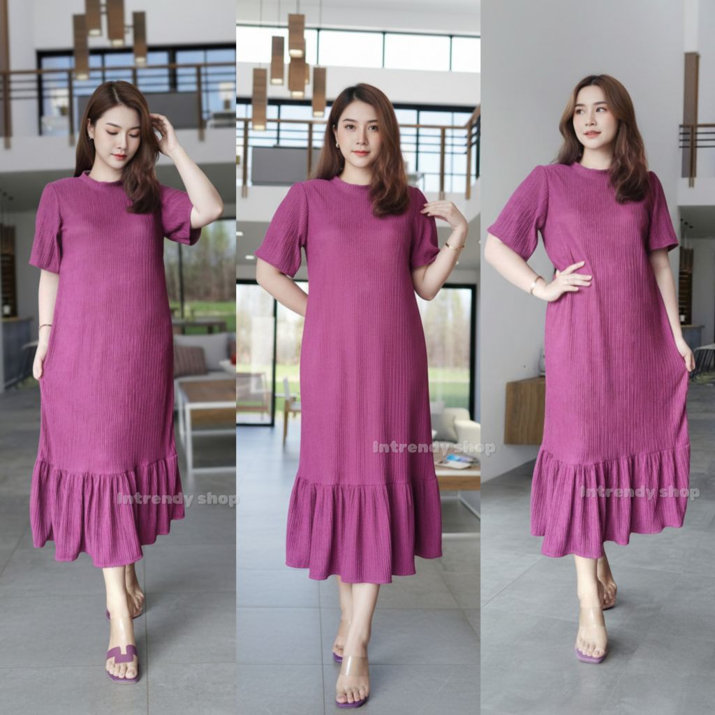 ใหม่.เดรสผ้ายืดท็อฟฟี่ชายระบาย Long ,rayer Dress B161( อก:36 – 46 นิ้ว) ใส่สวย. ราคา ถูกที่สุด ดีลบีเคเค แกลเลอรีภาพที่ 6
