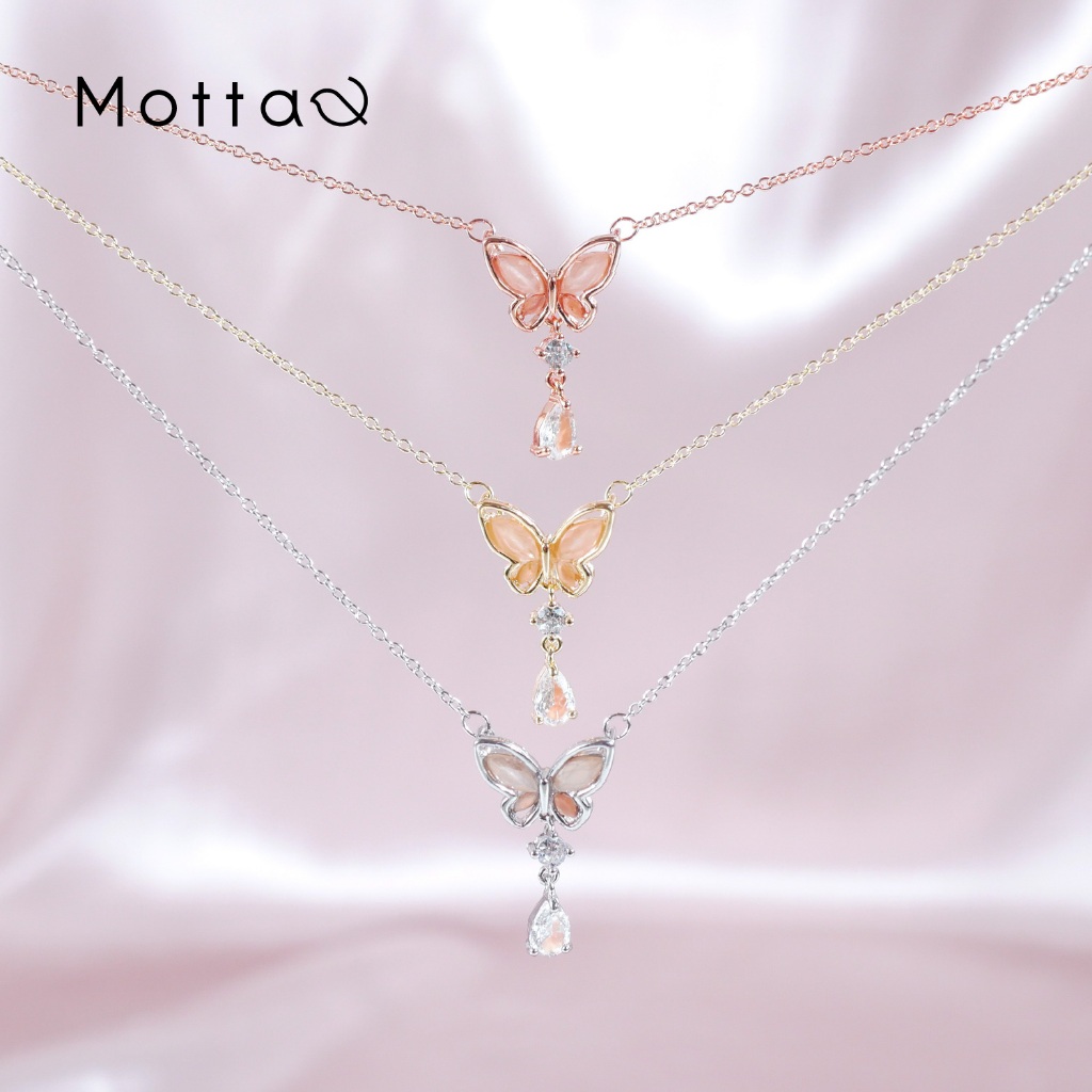 Motta Necklace สร้อยคอชุบทองคำขาว ผีเสื้อสุดเก๋