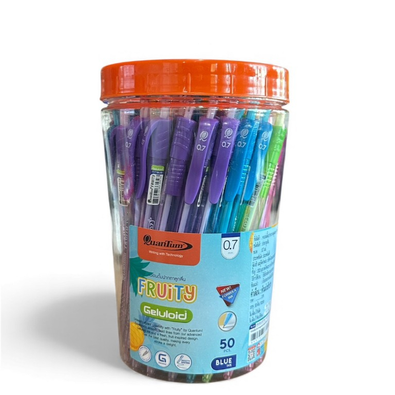 Quantum ปากกาลูกลื่น เจลลูลอยด์ FRUITY หมึกสีน้ำเงิน 0.7 ( 1x50 )