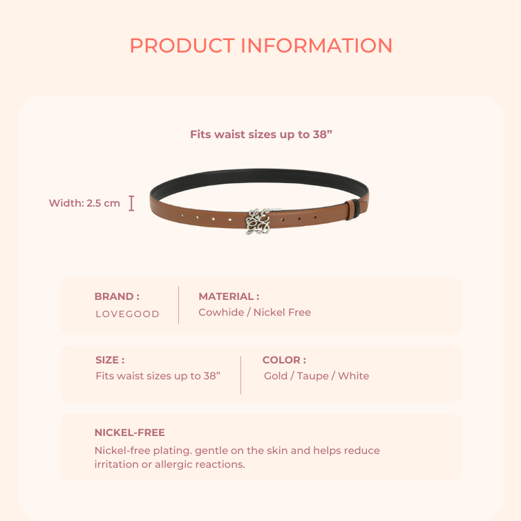 [ LoveGood ] Lawrence เข็มขัดหนังวัวแท้ ใช้ได้ 2 ด้านในเส้นเดียว หัวเข็มขัดเคลือบ Nickel-Free รูปที่ 7