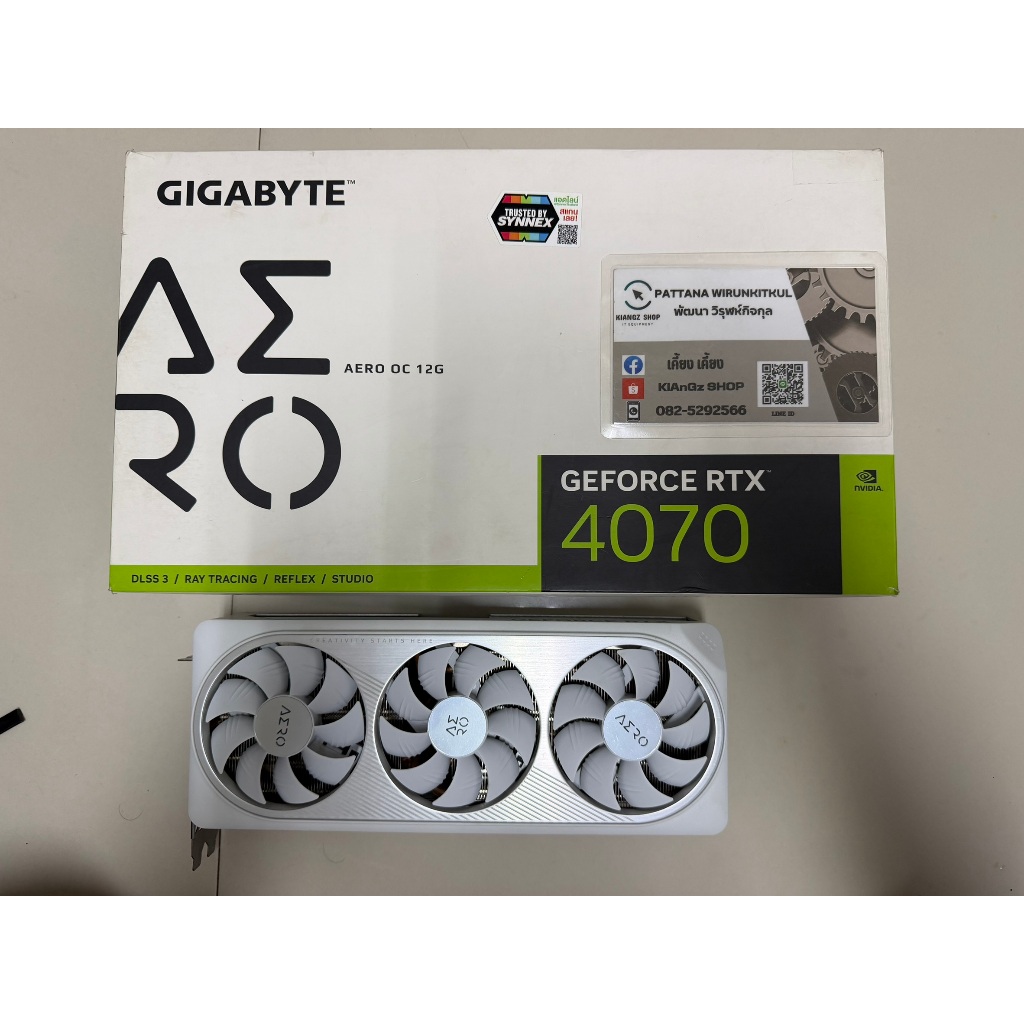 RTX 4070 - GIGABYTE AERO OC 12G - 12GB GDDR6X การ์ดจอมือสอง สีขาว ครบกล่อง ใช้งานปกติ ประกันศูนย์ไทย