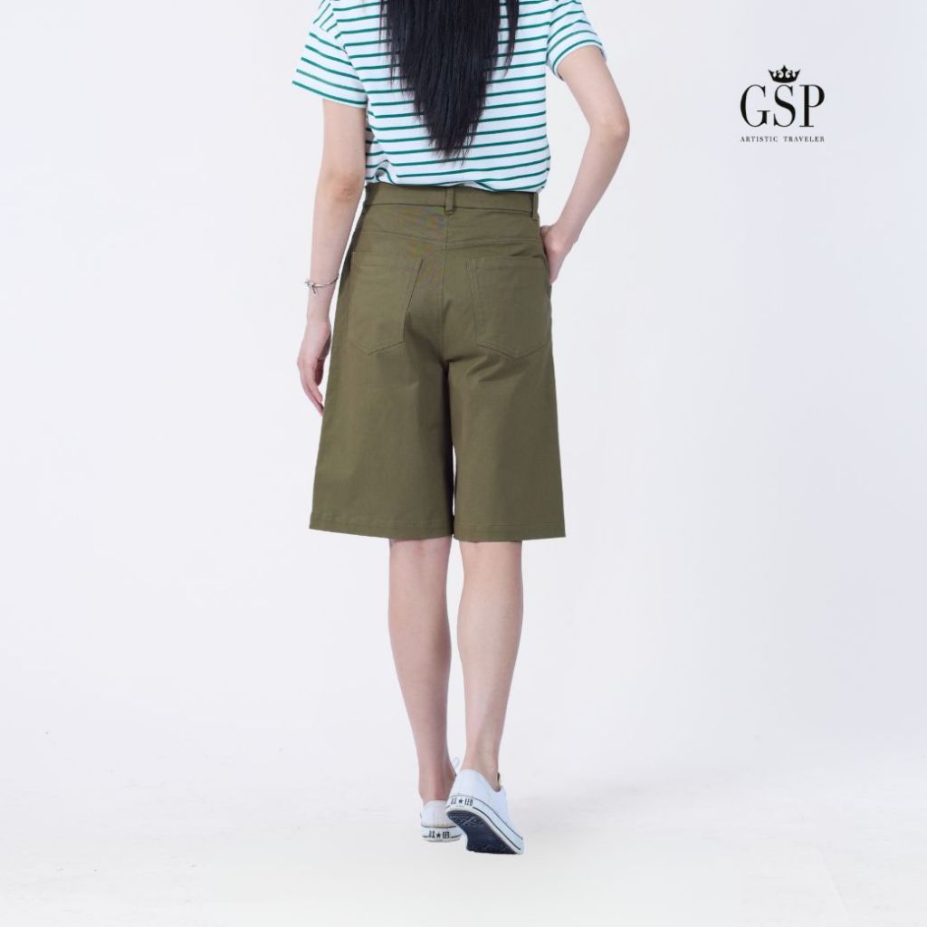 GSP Woman's Pants Chino short กางเกงผู้หญิง ขาสั้น สีเขียวเข้ม P9YDDR - รูปที่ 2