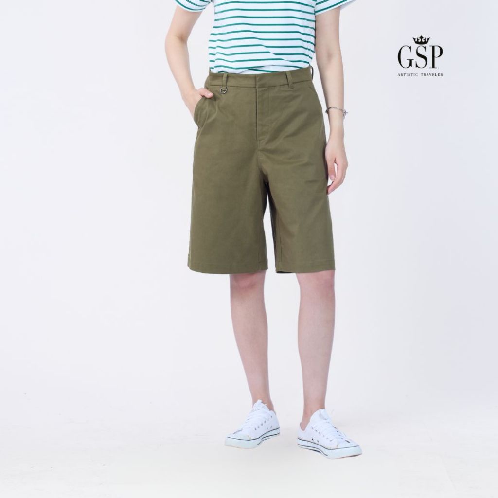 GSP Woman's Pants Chino short กางเกงผู้หญิง ขาสั้น สีเขียวเข้ม P9YDDR - รูปที่ 3
