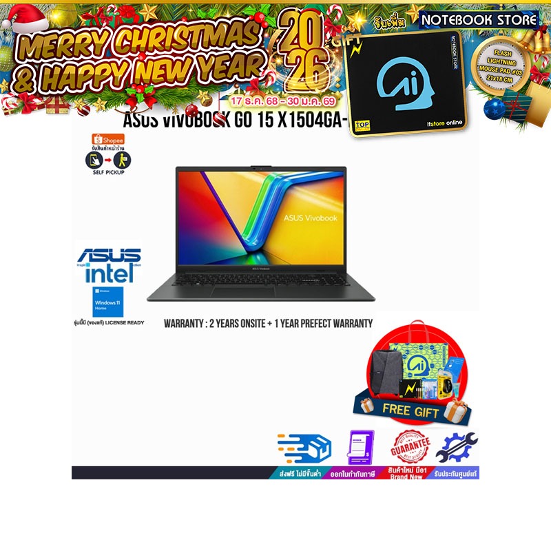 ASUS VIVOBOOK GO 15 X1504GA-NJ322W/i3-N305/ประกัน2YearsOnsite+อุบัติเหตุ1Year/BY NOTEBOOK STORE