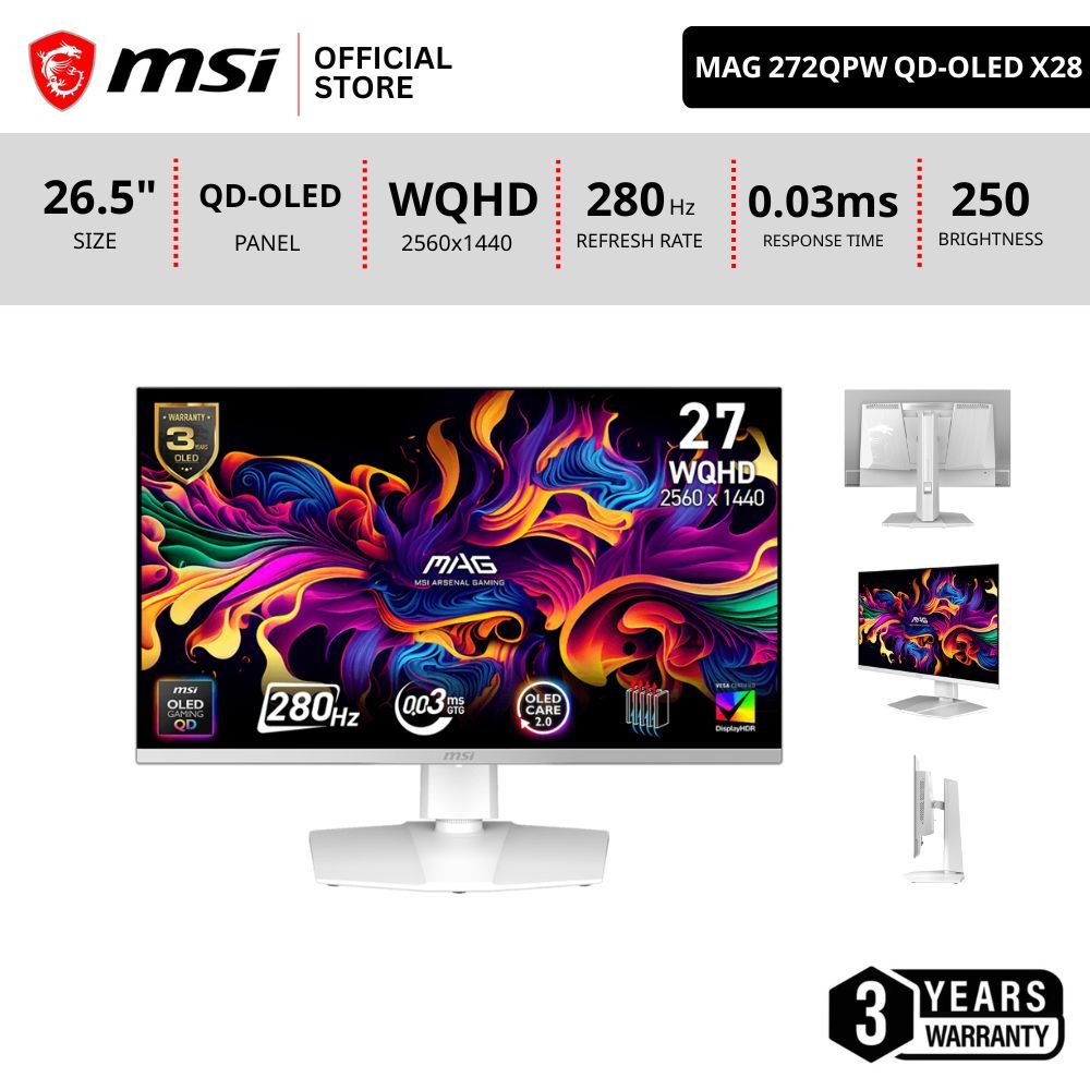 [Pre-Order] MSI MAG 272QPW QD-OLED X28 Monitor จอคอมพิวเตอร์