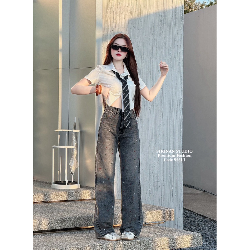 กางเกงยีนส์กระบอกใหญ่ sirinan studio แท้