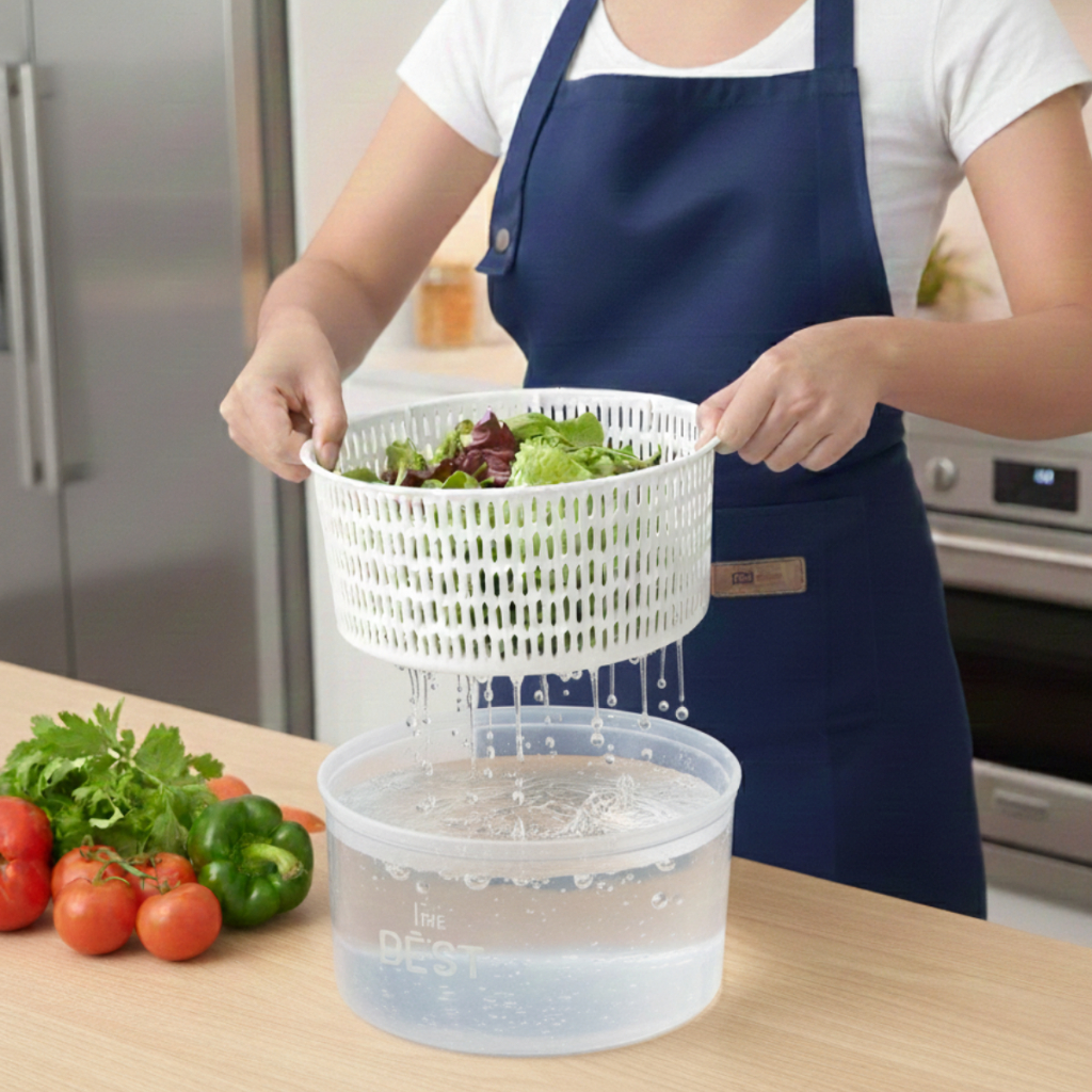 Naikrua ตะกร้าล้างผัก ความจุ 4300มล.มีตะกร้าแบบหมุนด้านใน ฟู้ดเกรด ที่ล้างผัก BPA Free Salad Spinner - รูปที่ 3