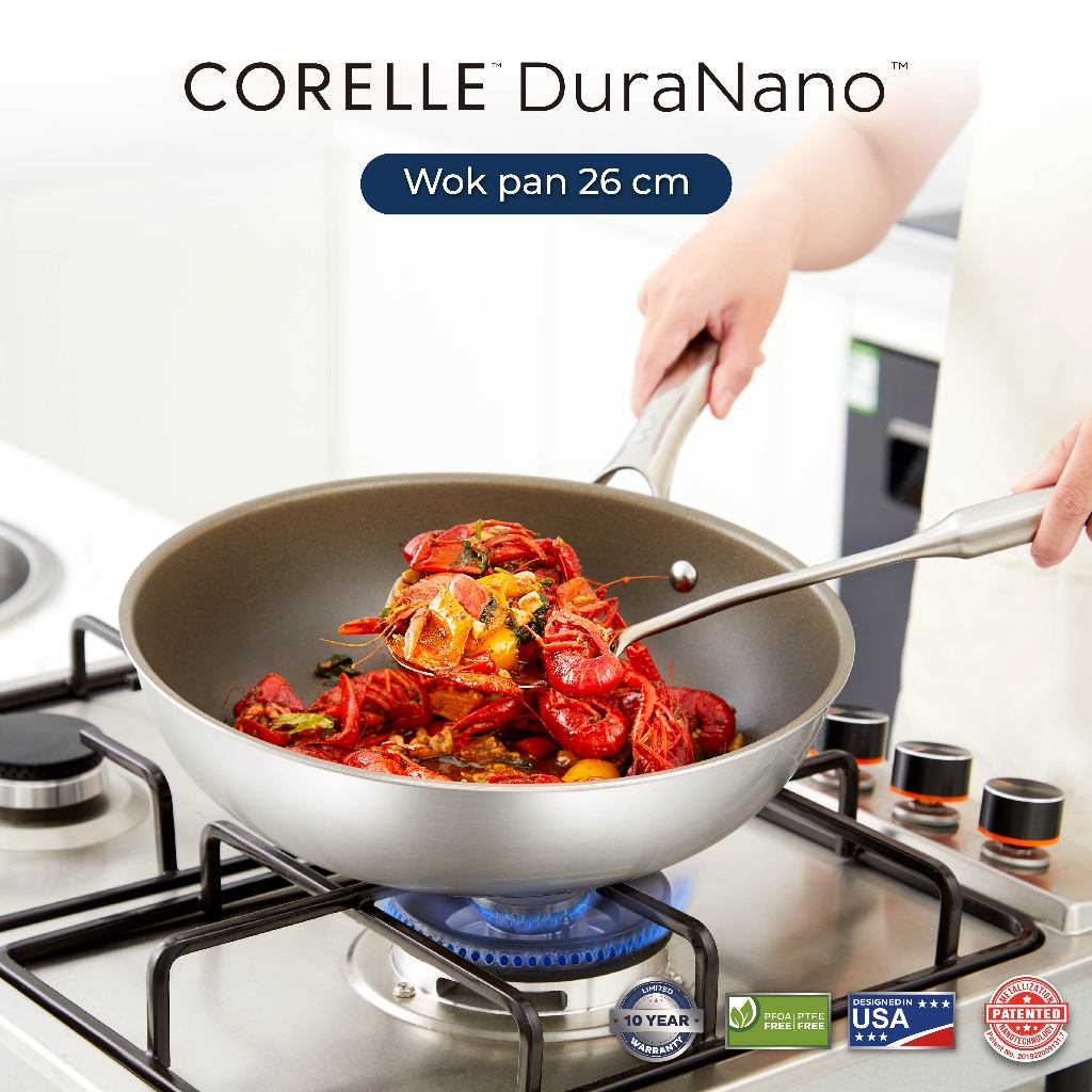 Corelle DuraNano กระทะก้นลึก 26 cm. Wokpan CBD302