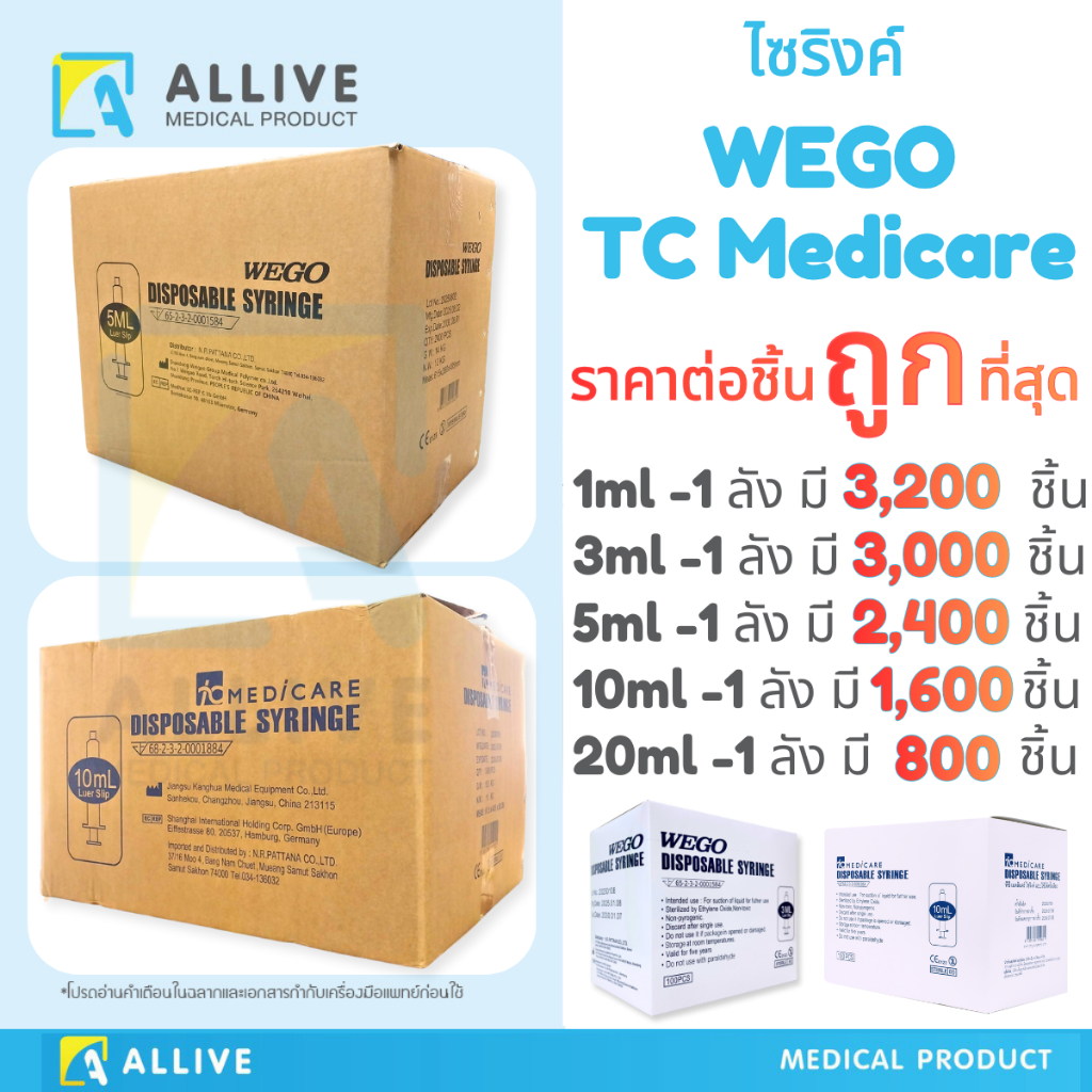 (ยกลัง ราคาถูกที่สุด‼️) ไซริงค์ Syringe Wego / TC Medicare ป้อนยาเด็ก ป้อนยาสัตว์ ไซริงค์ป้อนนม ล้างจมูก สลิงฉีดยา
