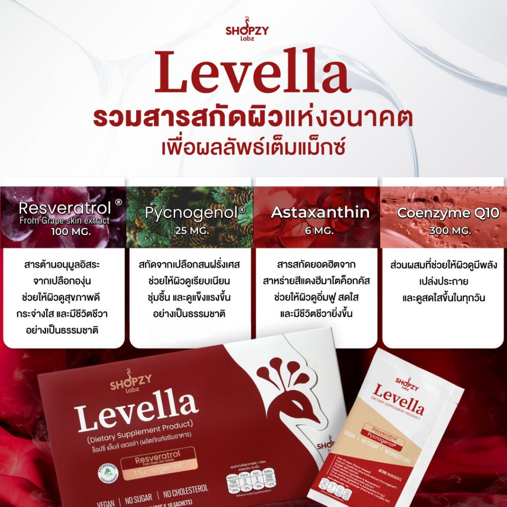 โปรพิเศษ เพียง 690.- เท่านั้น!!! SHOPZY Labz LEVELLA ผลิตภัณฑ์เสริมอาหาร ตัวช่วยดูแลผิวจากภายใน (ปกติ 1,290.-) ราคา ถูกที่สุด ดีลบีเคเค แกลเลอรีภาพที่ 3