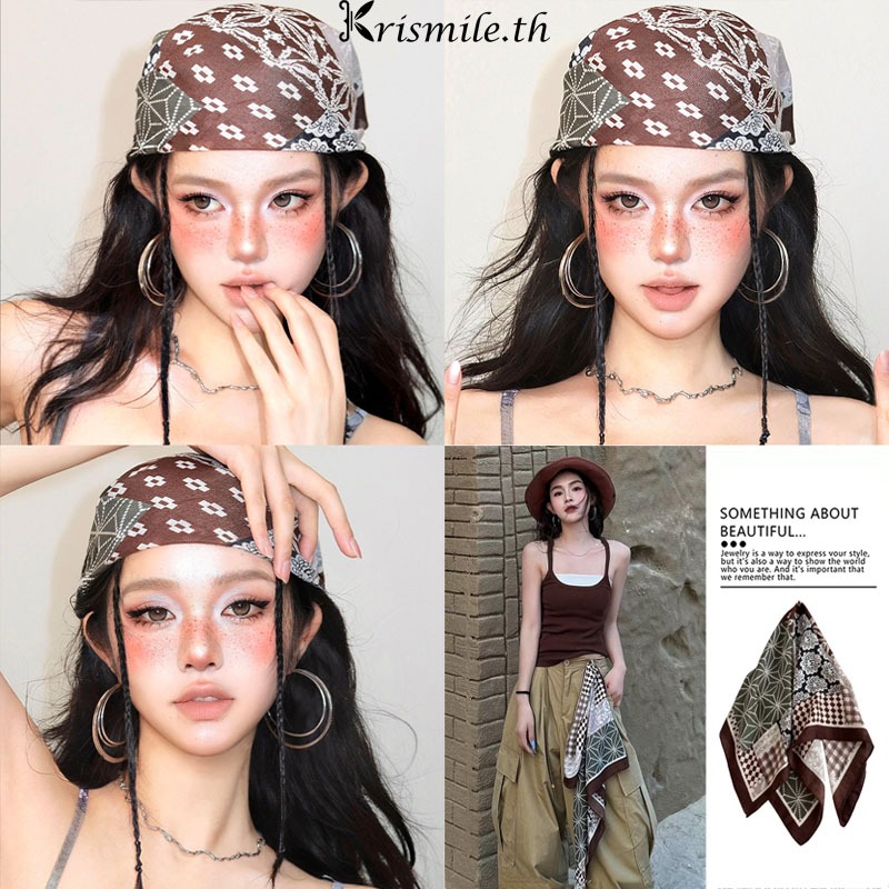 COD-ในไทย💖ผ้าพันคอสไตล์ย้อนยุคสีน้ำตาล เข้ากับทุกการแต่งกาย แฟชั่นผู้หญิง เหมาะสำหรับใช้เป็นเข็มขัดและที่คาดผม-Kri