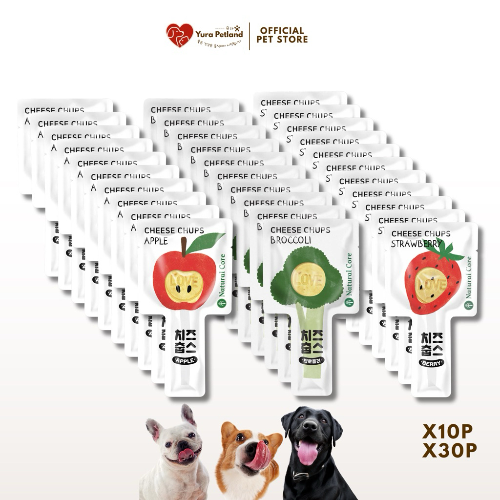[30P ขนมชีสขัดฟัน Cheese Chups นำเข้าจากเกาหลี] Natural Core พร้อมส่ง ขนมขัดฟันสุนัข ชีสจุ๊บส์