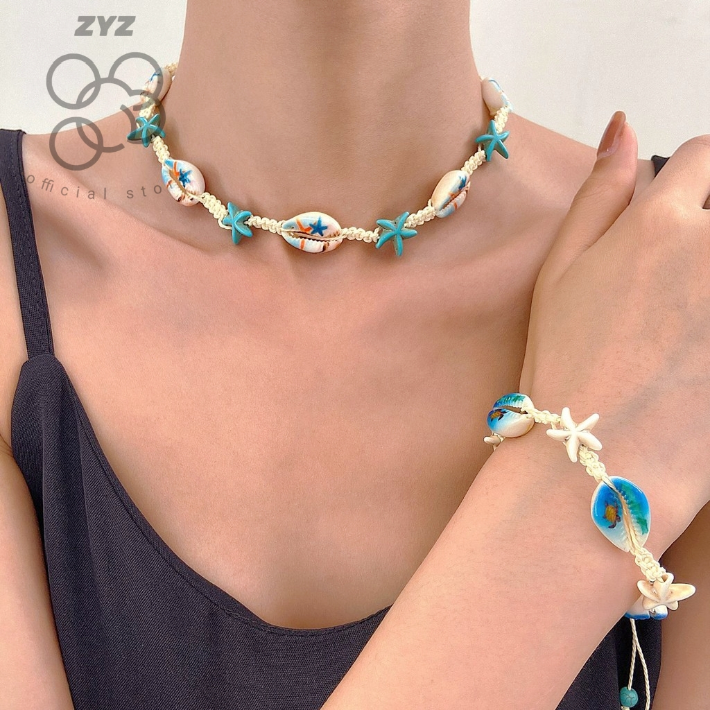 ZYZ เครืองประดับชายหาด ลายเต่าหอยสังข์ สไตล์โบฮีเมียน ไว้ใส่เที่ยวทะเล S299-S302