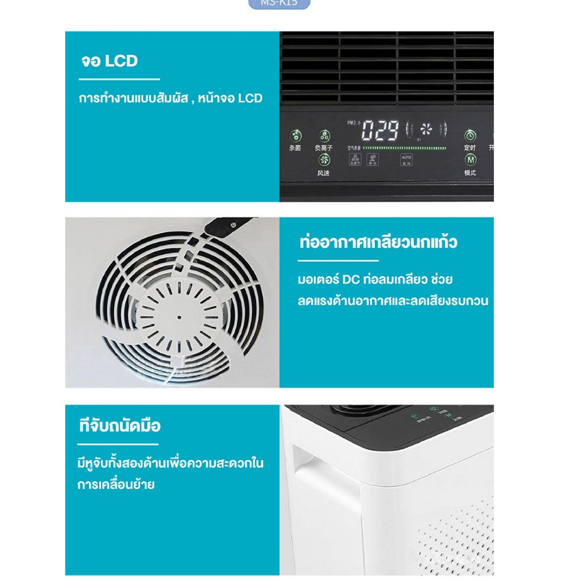 PANDA เครื่องกรองอากาศ ควบคุมหน้าจอสัมผัส กรอง PM2.5 สำหรับห้องไม่เกิน 55 ตรม. รุ่น S-942 - รูปที่ 6