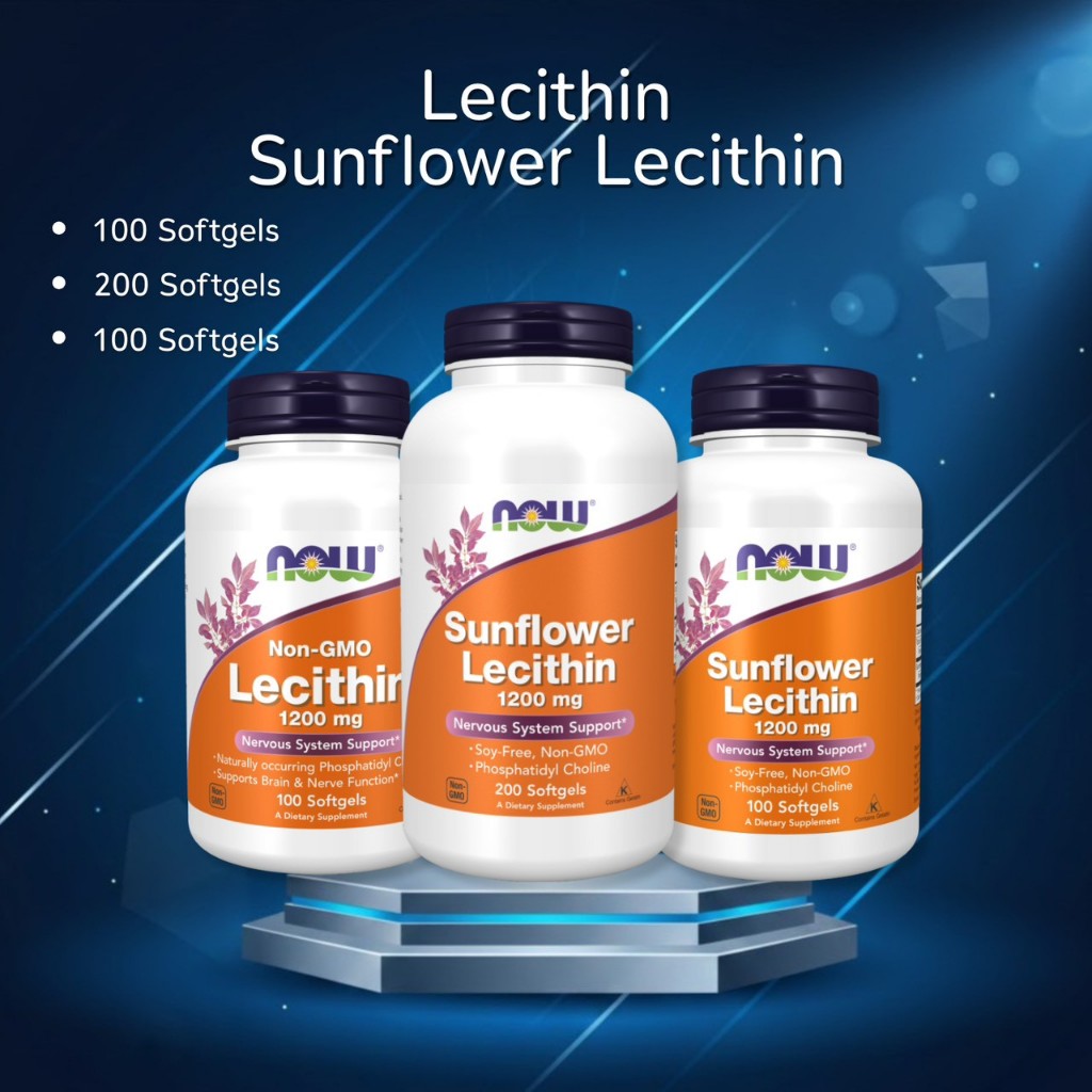 Now Foods เลซิติน | Lecithin, Sunflower Lecithin, 1200 mg. 100/200 Softgels