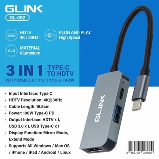 GLINK GL-052 USB TYPE-C TO HDTV WITH USB 3.0 / PD TYPE-C 100W