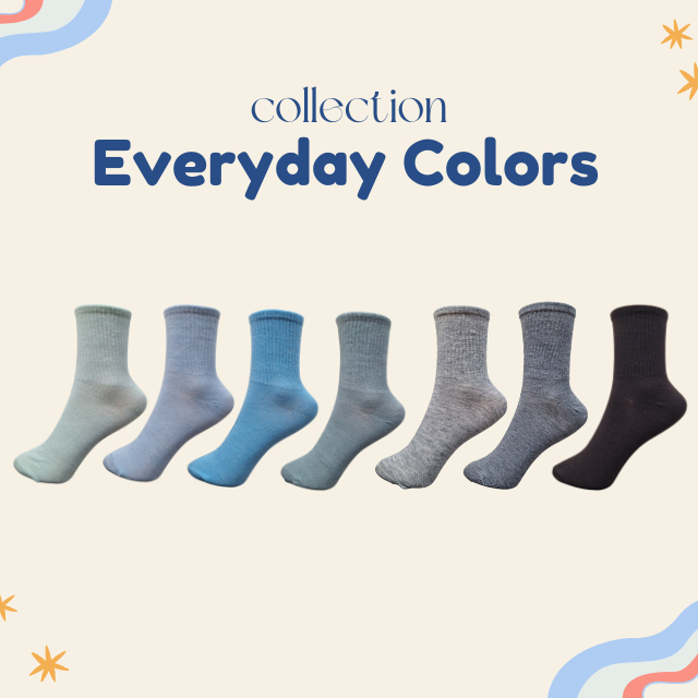 💙🤍 ถุงเท้าข้อกลาง โทนสีพื้นสามารถใส่ได้กับชุดทุกรูปแบบ คอลเลคชั่น “Everyday Colors”(3) 🤍💙