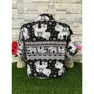 เสื้อสงกรานต์ เสื้อเชิ้ตฮาวาย เสื้อเช๊ตกระดุมหน้า ผ้าสปันคุณภาพสูง ชาย/หญิง ใส่ได้ รุ่น1012