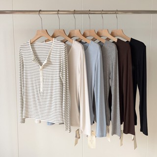 เสื้อยืด เสื้อยืดแขนยาว ใส่สบาย ลายทาง ใส่กับอะไรก็เริ่ด#242…