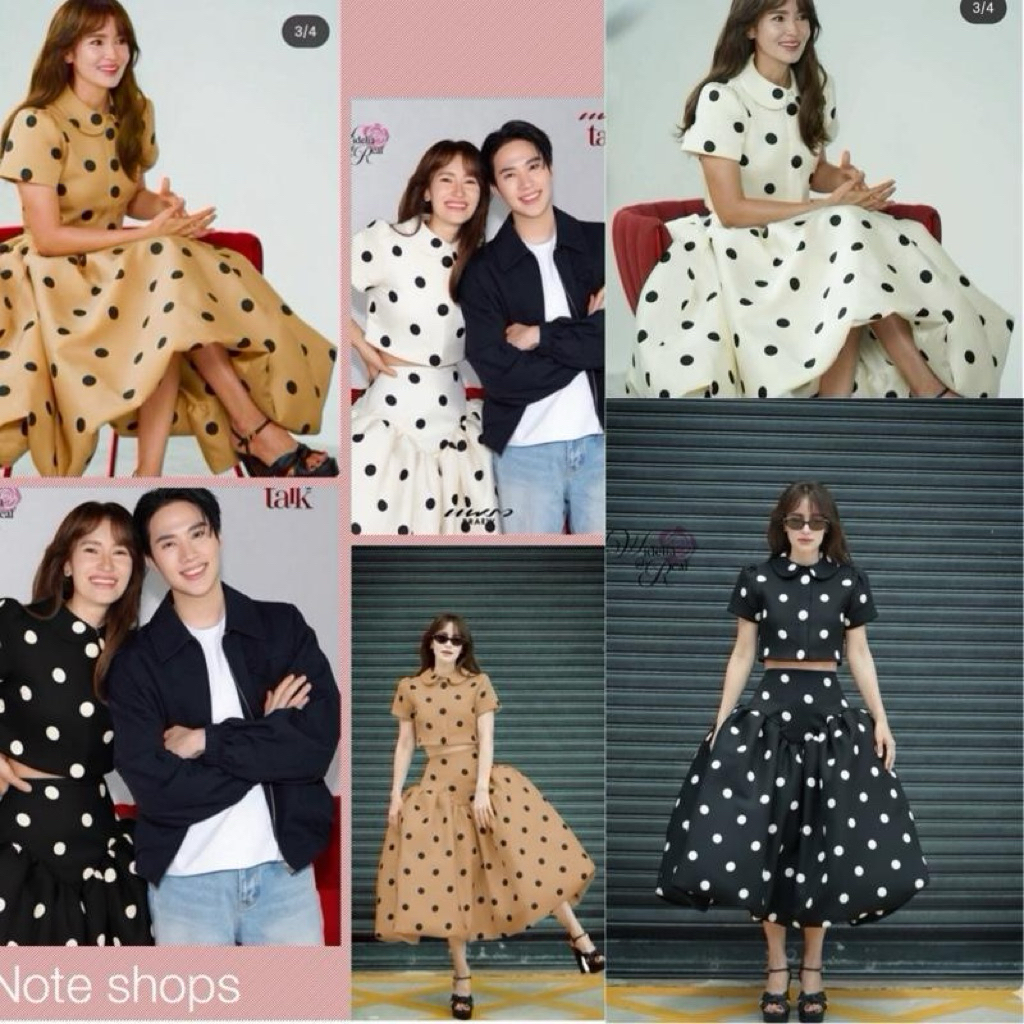 widelia@real korea set เสื้อกระโปรงลายจุด polka dot