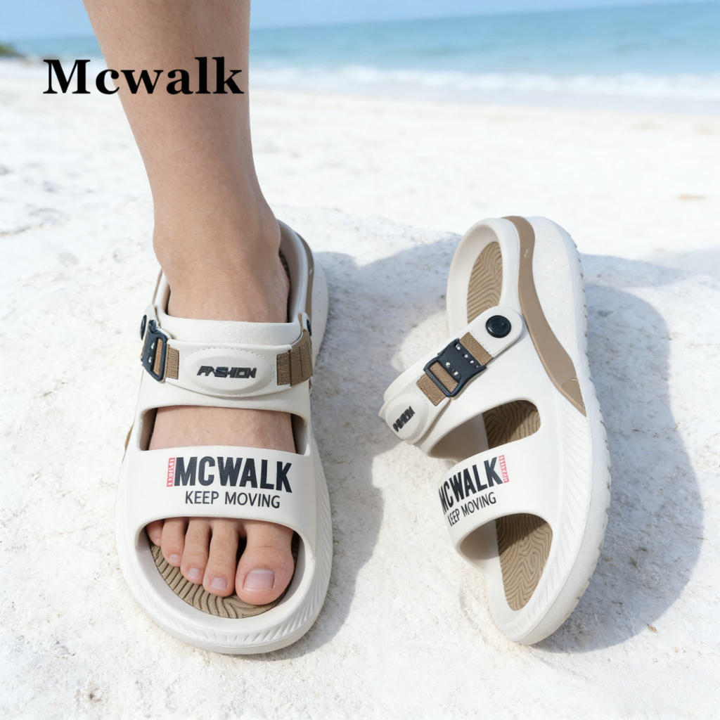 MCWALK|รองเท้าแตะชายสำหรับทะเล|ส้น5cm|กันลื่น|สีฟ้า