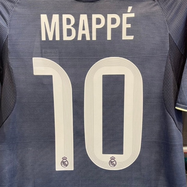 FONT ติดเสื้อกีฬา สโมสร Real Madrid 2025/26 ชื่อเบอร์ สีขาว สำหรับเสื้อเยือน