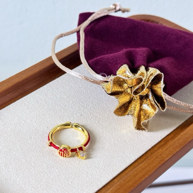 แหวนฝูพลิกดวง แหวนนำโชคเชือกแดง ตัวอักษรฝู สิริมงคม ปรับขนาดได้ aura moo - รูปที่ 3