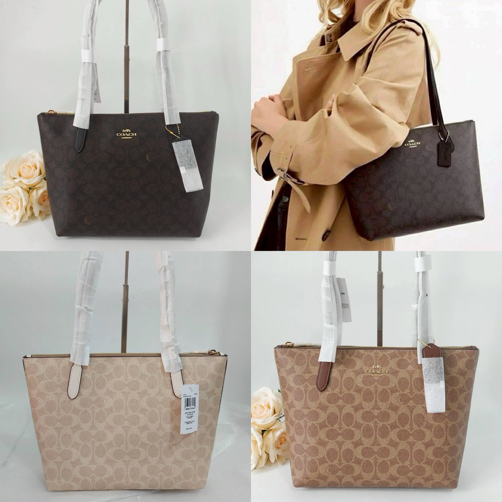 ✅🎀 (สด-ผ่อน) CBT18 ปาก 12 นิ้ว / 4455 กระเป๋า ปาก 15 นิ้ว ZIP TOP TOTE IN SIGNATURE CANVAS