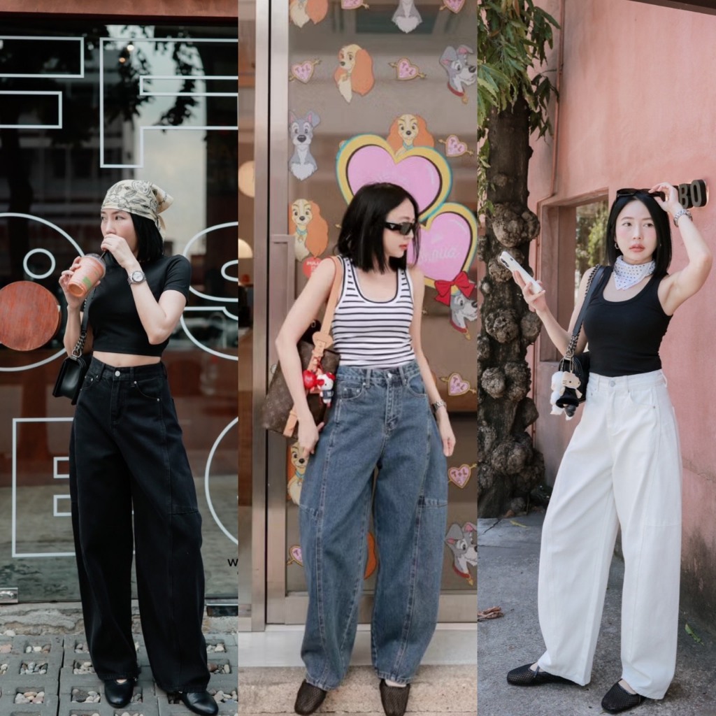 ส่งด่วน 🛵 Tag fsy 10381 Baggy Jeans กางเกงยีนส์เบคกี้ เอวสูงทรงกระบอกใหญ่