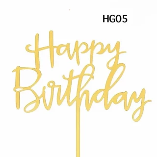 ป้าย happy birthday ป้ายปักเค้กวันเกิด แพค1ชิ้น (ลอกฟิล์มออกก่อนใช้งาน)
