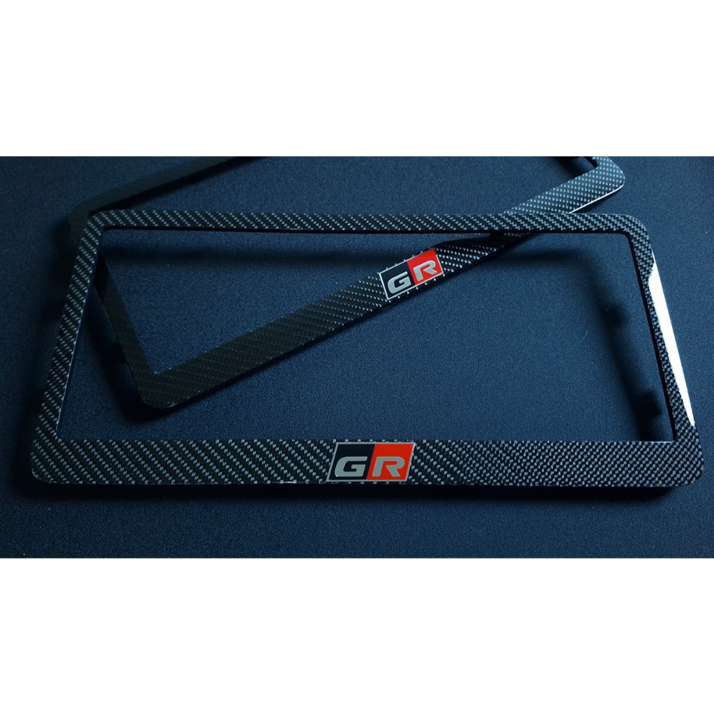 กรอบป้ายทะเบียน รถยนต์ Toyota GR Sport หุ้มคาร์บอนแท้ ลาย2 1คู่