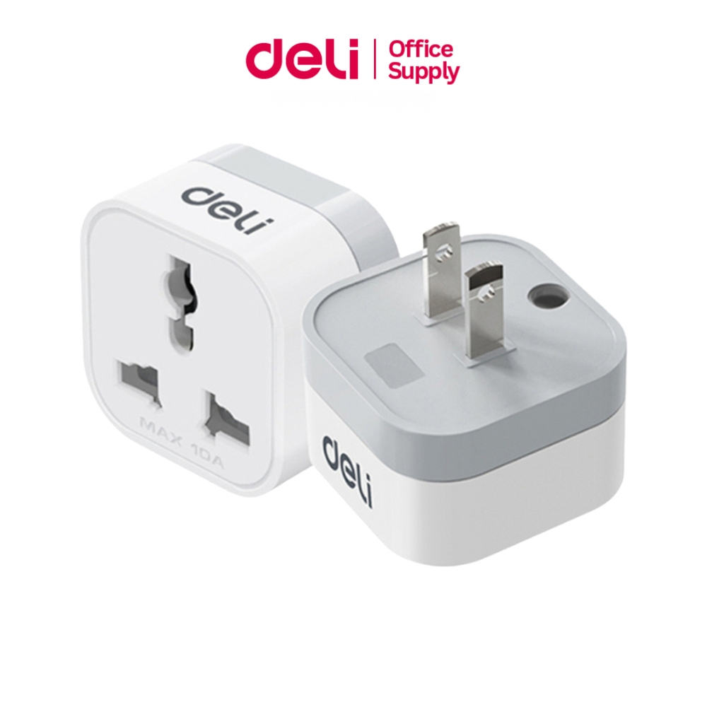 Deli ปลั๊กแปลง อแดปเตอร์แปลงขาปลั๊ก กำลังไฟ 10A 2500W พกพาสะดวก Universal Adapter