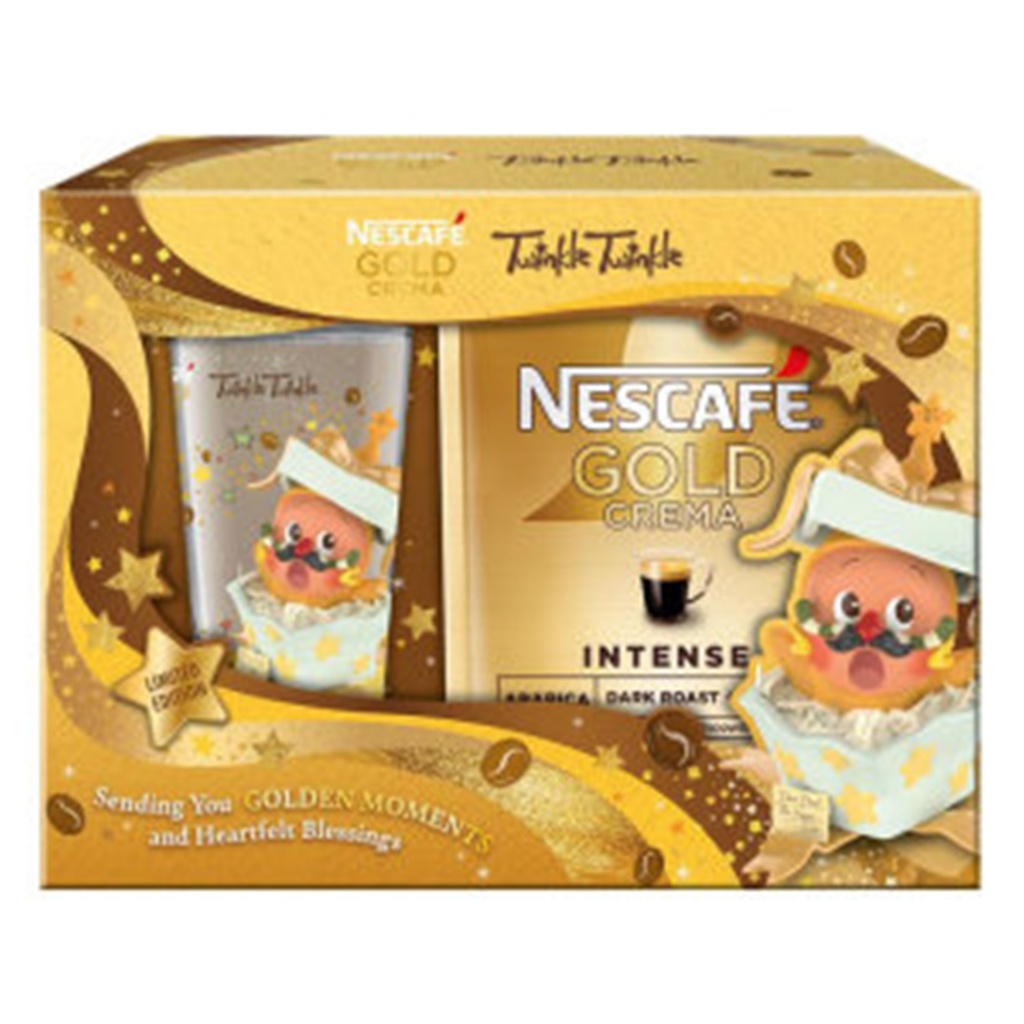 Nescafe ชุดกิ๊ฟเซ็ท กาแฟโกลด์ เครมา 100 ก. + แก้วลาย Twinkle Twinkle