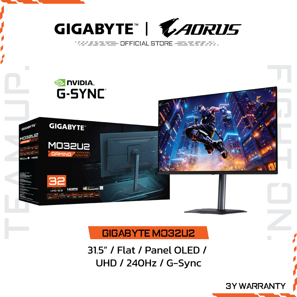GIGABYTE AORUS MO32U2 Gaming Monitor (จอมอนิเตอร์) | 31.5" UHD | OLED | 0.03ms | 240Hz | G-Sync
