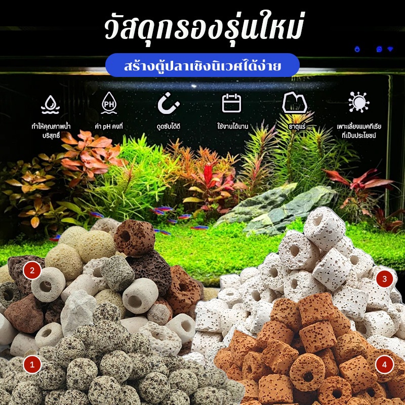 ceramic ring เซรามิคริงค์ หินดูดกลิ่น-กรองตู้ปลา สำหรับบ่อปลาและตู้ปลา มีรูพรุนผิวเรียบ กรองน้ำใสสะอาด
