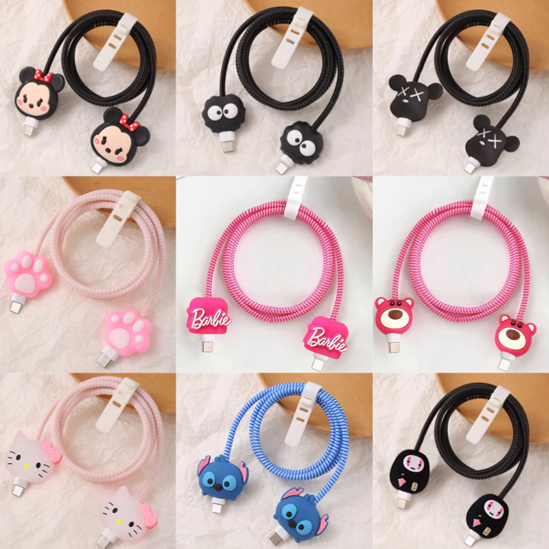 【NK】ปลอกหุ้มสายเคเบิลข้อมูลป้องกันการแตกหัก ปลอกหุ้มสายเคเบิลข้อมูลน่ารัก ปลอกหุ้มป้องกันตุ๊กตาการ์ตูน ใช้ได้ IP TYPE C