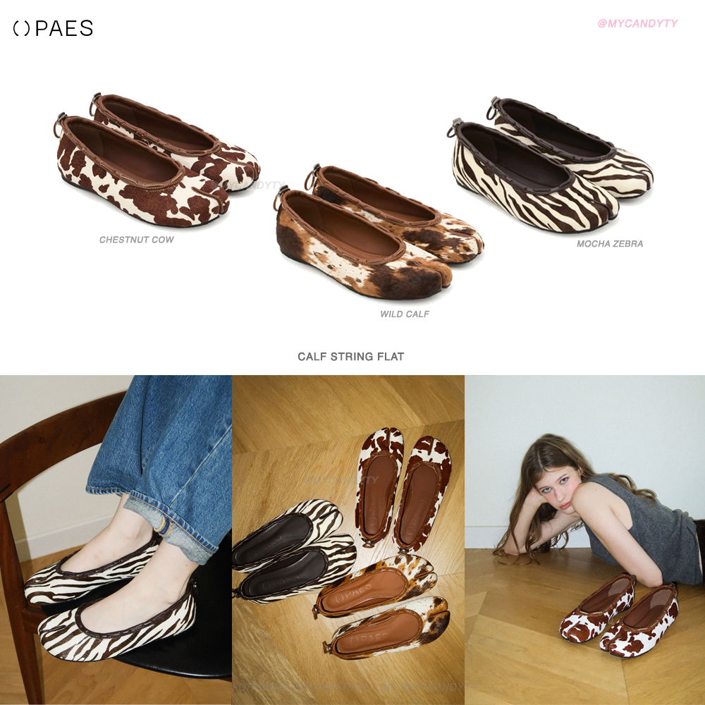 (พรีออเดอร์) PAES - Calf String Flat รองเท้าหนีบนิ้วลายสัตว์