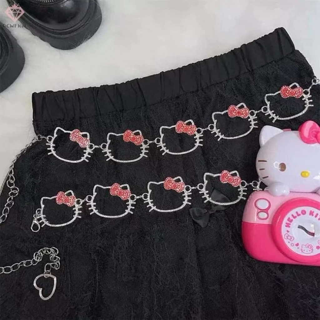 เข็มขัดโซ่เอวโลหะ Hello Kitty สไตล์ Y2K thumbnail 4
