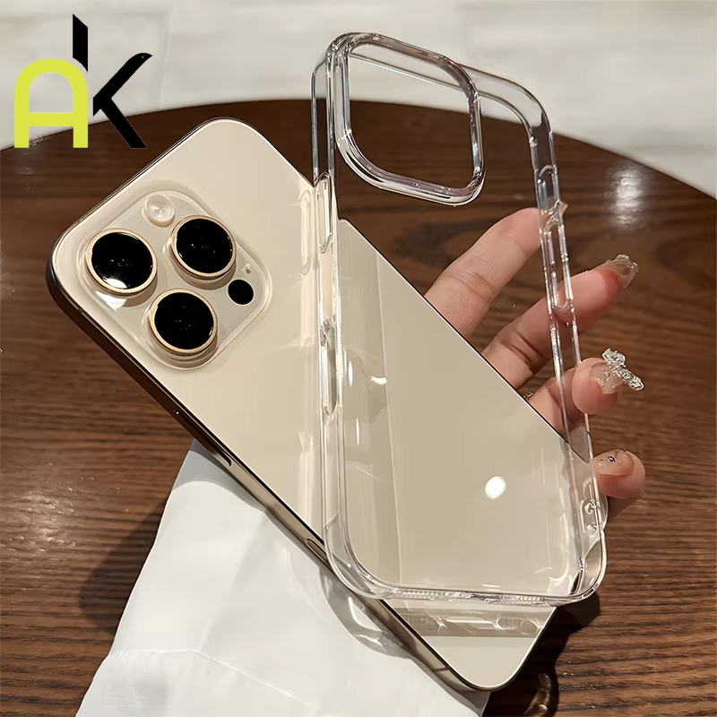 AK Case for IPhone 11 14 13 12 15 16 17 Pro Max ปลอกใสอะคริลิคสีดําสําหรับ ไอโฟน 17 Pro Max